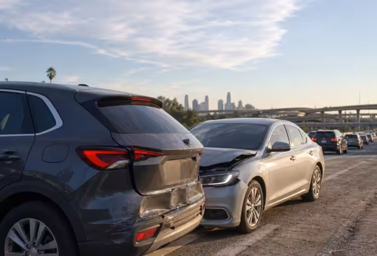 Rear-end collision in heavy traffic on the 405 Freeway