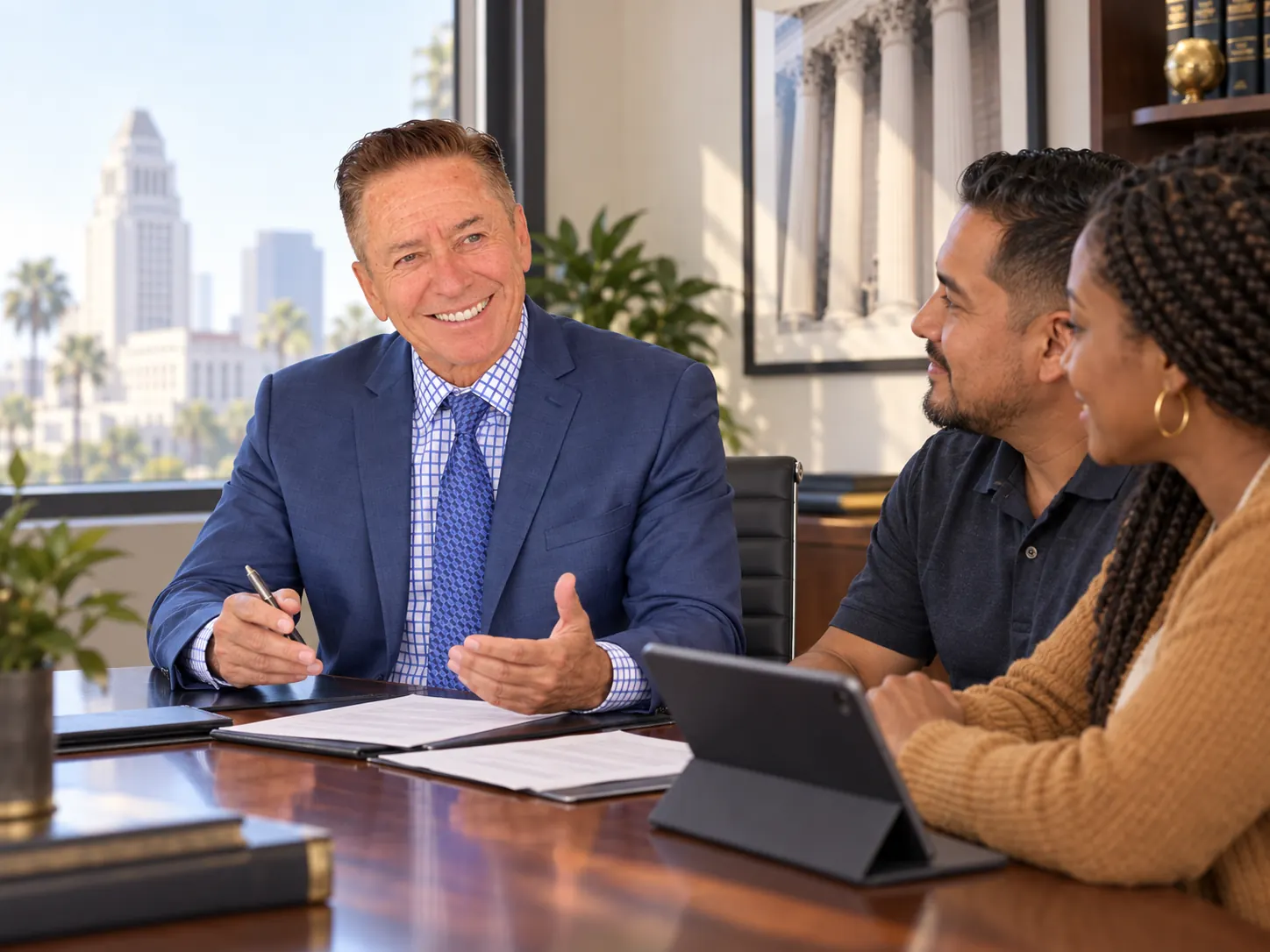 Attorney Luis M. Avila answering personal injury questions during a consultation