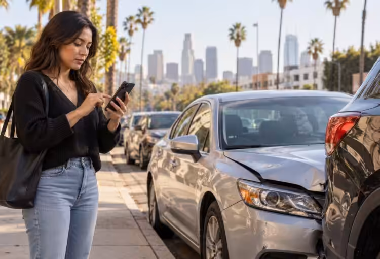 A rideshare passenger documenting a vehicle collision on a Southern California street